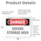 Signmission Oxygen Storage Area, 18 in W x Rectangle, Vinyl Decal OS-2PACK-DS-D-1218-L-1851 - alternate 3
